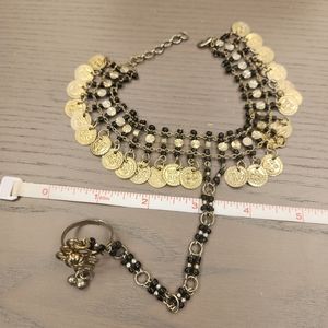 Ankle bracelet with toe ring